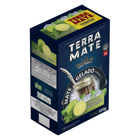 Terere Terra Mate - caixa 10x500 gr - Menta com Limão - Sabor Premium