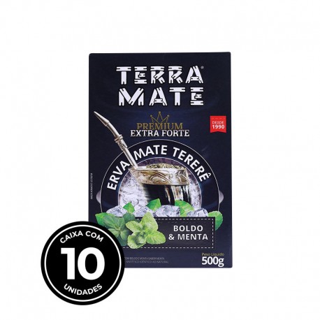 Terere Terra Mate - caixa 10x500 gr - Boldo e Menta - Extra Forte - Sabor Premium